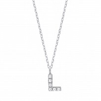 Silver CZ Initial 'L' Pendant With A Fine Belcher Chain