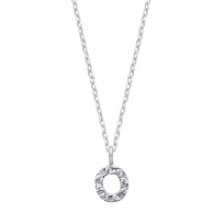 Silver CZ Initial 'O' Pendant With A Fine Belcher Chain