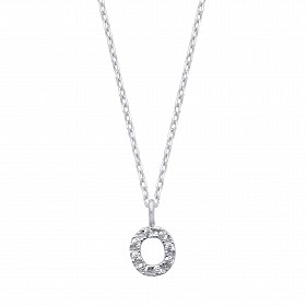 Silver CZ Initial 'O' Pendant With A Fine Belcher Chain