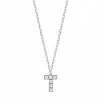 Silver CZ Initial 'T' Pendant With A Fine Belcher Chain