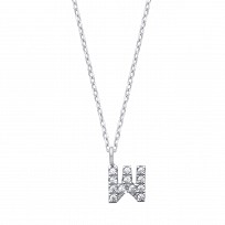 Silver CZ Initial 'W' Pendant With A Fine Belcher Chain