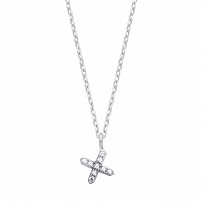 Silver CZ Initial 'X' Pendant With A Fine Belcher Chain