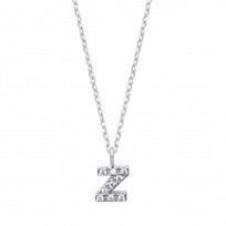 Silver CZ Initial 'Z' Pendant With A Fine Belcher Chain