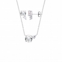 Silver CZ & Green Amethyst Earring & Pendant Necklace Set