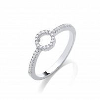 Silver CZ Open Circle Cutout Fancy Ladies Ring