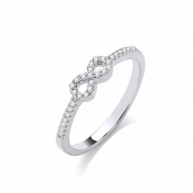 Silver CZ Infinity Fancy Ladies Ring