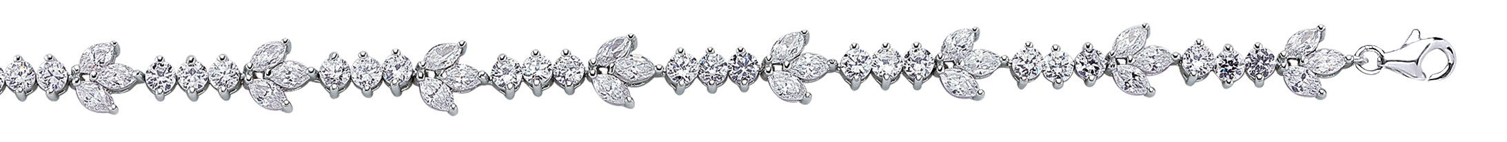 925 Sterling Silver Cubic Zirconia Leaf Tennis Bracelet