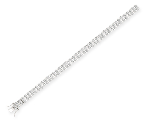 925 Sterling Silver CZ 2 Row Tennis Bracelet