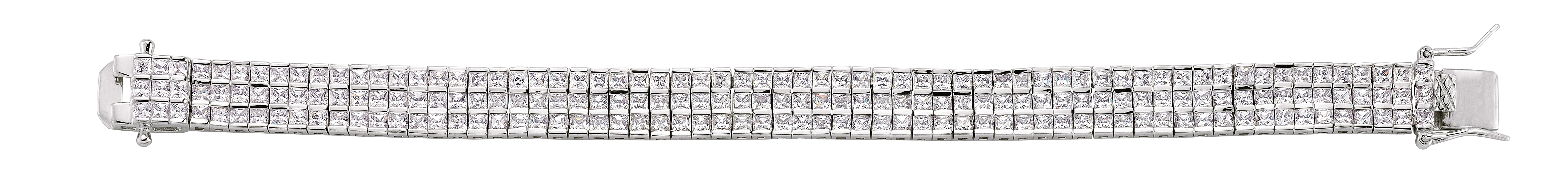 925 Sterling Silver Cubic Zirconia Triple Row Tennis Bracelet