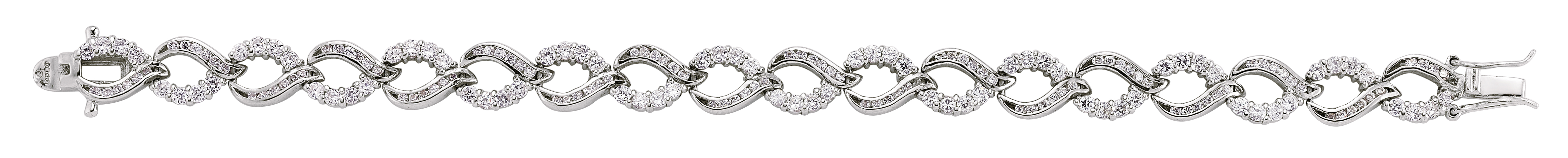 925 Sterling Silver Cubic Zirconia Tear Drop Detail Tennis Bracelet