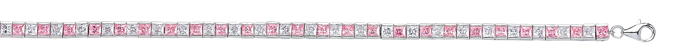 925 Sterling Silver CZ Pink & White Channel Set Tennis Bracelet