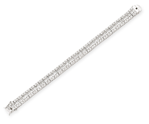 925 Sterling Silver Cubic Zirconia 3 Row Bracelet