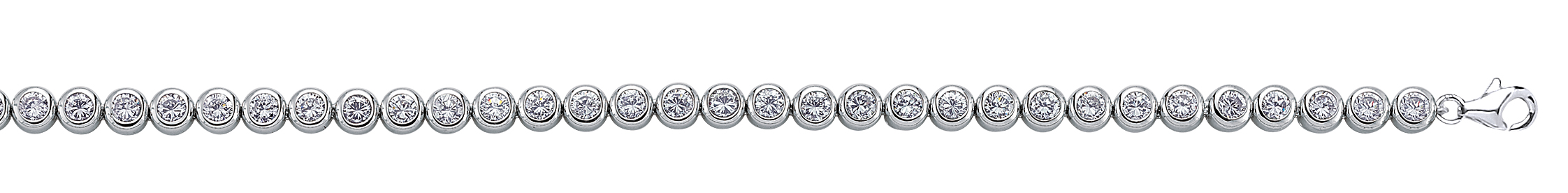 925 Sterling Silver CZ Round Rubover Tennis Bracelet