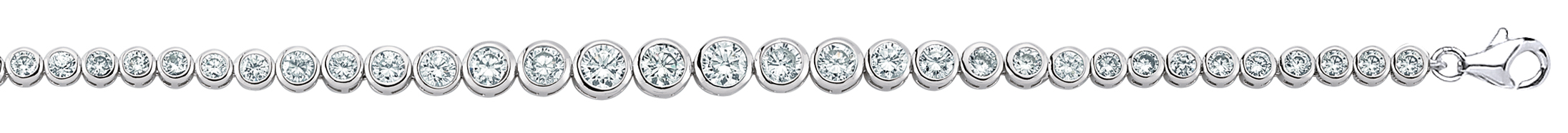 925 Sterling Silver Cubic Zirconia Rubover Graduated Bracelet