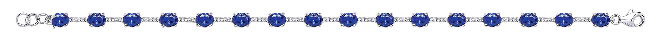 925 Silver Colourless CZ with Oval Sapphire CZ Bracelet