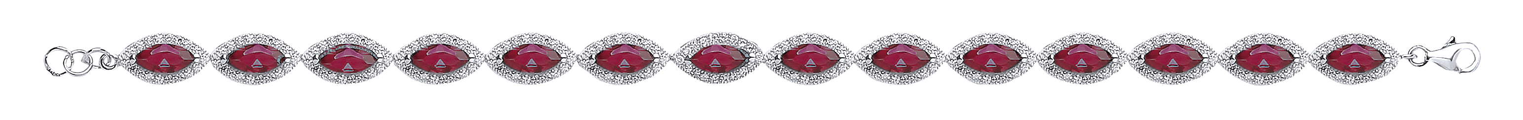 925 Sterling Silver CZ and Ruby Fancy Bracelet