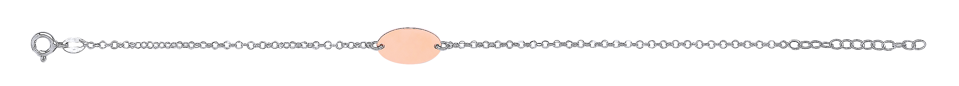 925 Sterling Silver Ladies Bracelet With A Rose Gold Plated Oval Disc