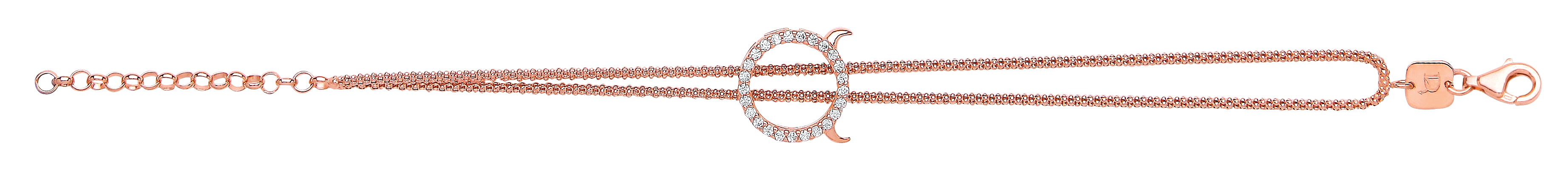 Rose Gold Plated Fancy Ladies Bracelet With CZ Circle