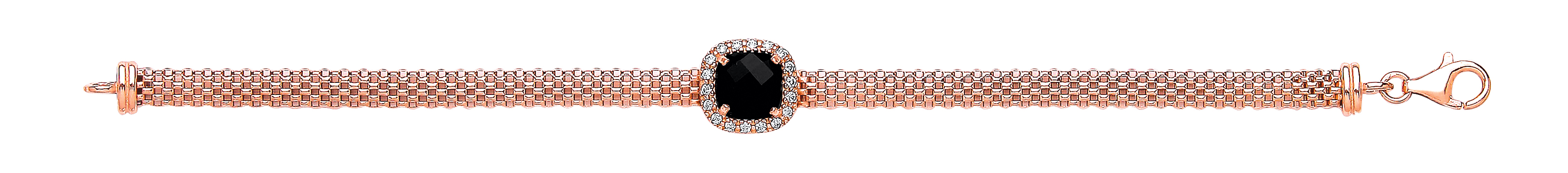 Rose Gold Correana Bracelet With Square Black Onyx & CZ