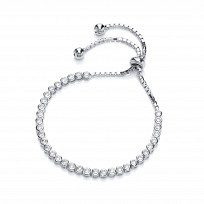 925 Sterling Silver CZ Adjustable Tennis Bracelet