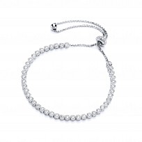 925 Sterling Silver CZ Adjustable Tennis Bracelet