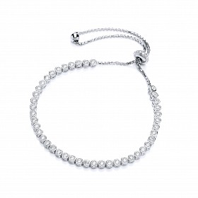 925 Sterling Silver CZ Adjustable Tennis Bracelet