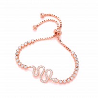 Rose Gold Plated CZ Adjustable Snake Bracelet