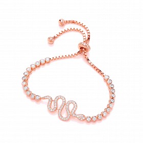 Rose Gold Plated CZ Adjustable Snake Bracelet