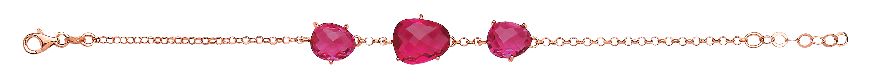 ROSE PLATED 925 Sterling Silver RUBY COCKTAIL BRACELET