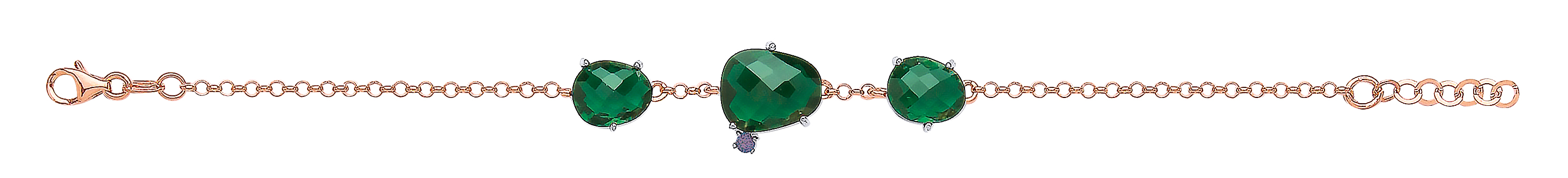 ROSE PLATED 925 Sterling Silver EMERALD COCKTAIL BRACELET