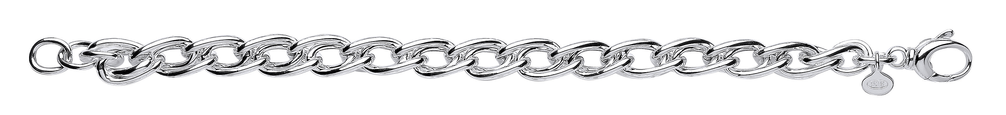 925 Sterling Silver Fancy Double Link Bracelet