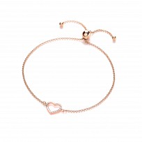 Rose Gold Plated CZ Heart Adjustable Bracelet