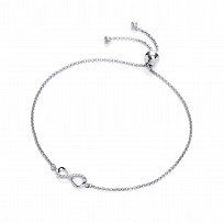 925 Sterling Silver CZ Infinity Adjustable Bracelet