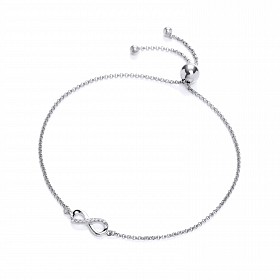 925 Sterling Silver CZ Infinity Adjustable Bracelet