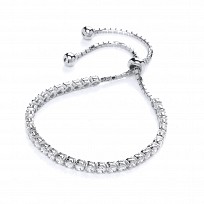 925 Sterling Silver CZ Claw Set Adjustable Tennis Bracelet