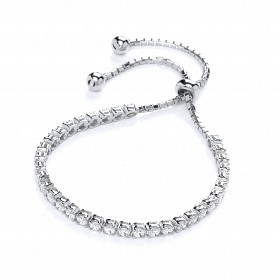 925 Sterling Silver CZ Claw Set Adjustable Tennis Bracelet