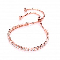 Rose Gold Plated  CZ Claw Set Adjustable Tennis Bracelet
