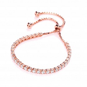 Rose Gold Plated  CZ Claw Set Adjustable Tennis Bracelet