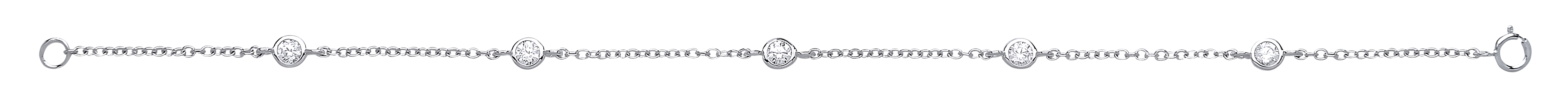 925 Sterling Silver Rubover 5 Cubic Zirconia Bracelet