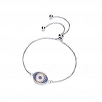 925 Sterling Silver Fancy Evil Eye Adjustable Bracelet