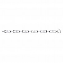 925 Sterling Silver Polished & Barked Fancy Anchor Bracelet