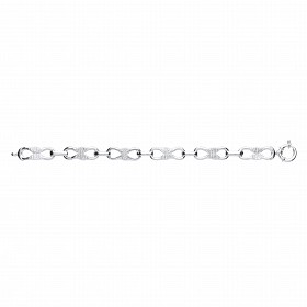 925 Sterling Silver Polished & Barked Fancy Anchor Bracelet