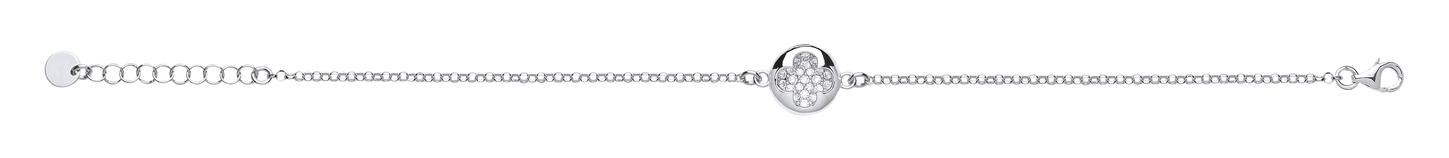 925 Sterling Silver CZ Fancy Clover Cut Out Detail Bracelet
