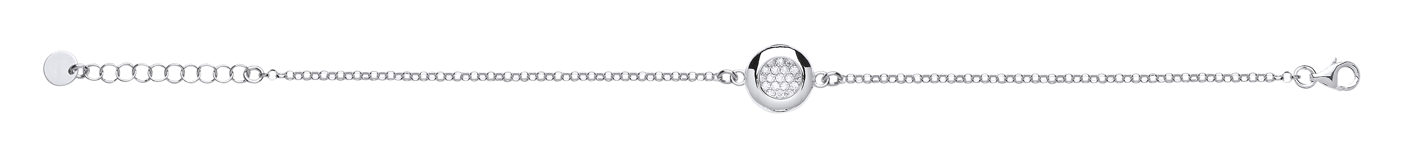 925 Sterling Silver CZ Fancy Round Cut Out Detail Bracelet