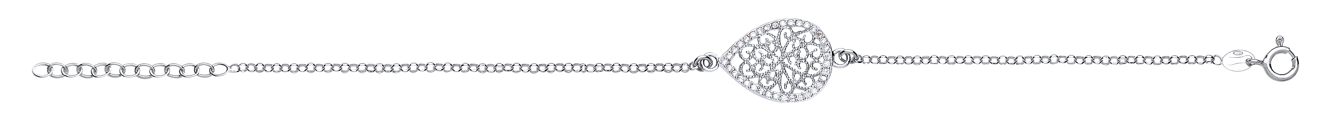 925 Sterling Silver CZ Mesh Tear Drop Fancy Bracelet