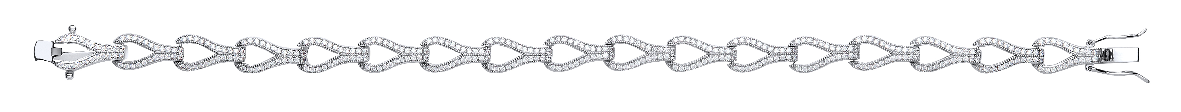 925 Sterling Silver Cubic Zirconia Micro Pave Dress Bracelet