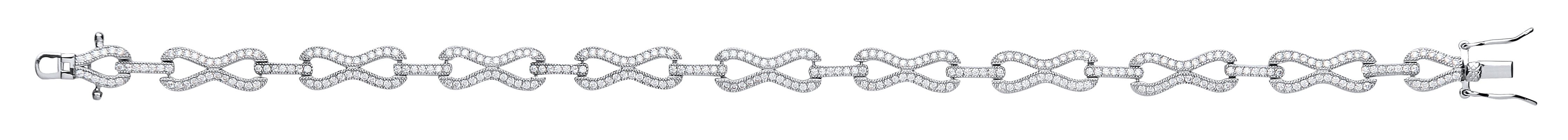 925 Sterling Silver Cubic Zirconia Micro Pave Dress Bracelet