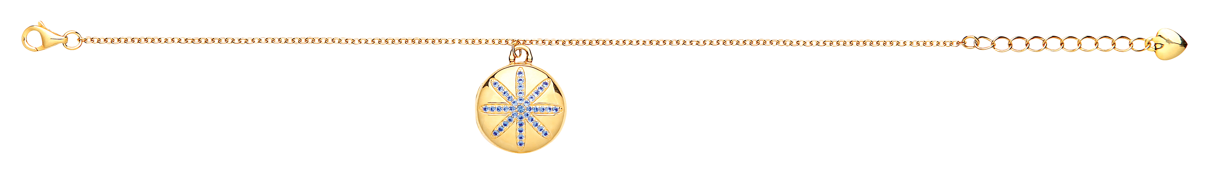 Gold Pl Bracelet With Sapphire Stone Flower Design Locket
