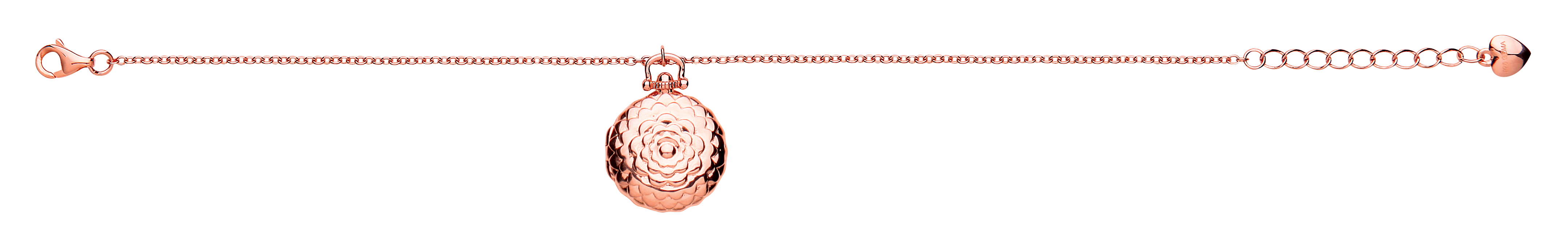 Rose Gold Plated Bracelet With Flower Design Locket