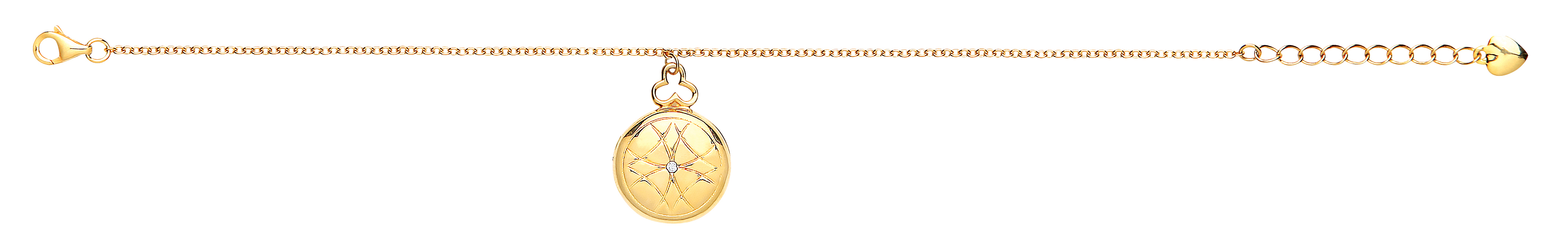 Gold Plated Bracelet With Round Engraved CZ Locket